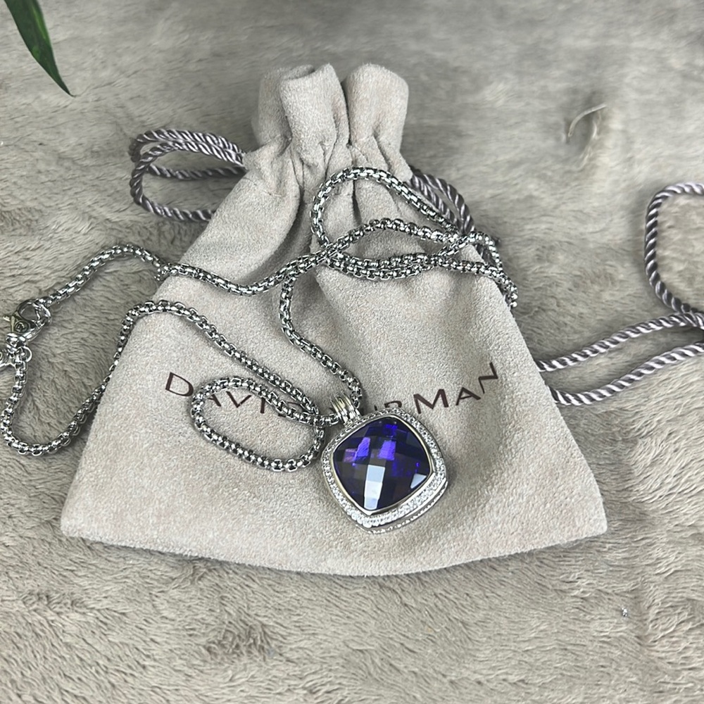 David Yurman Albion Amethyst Diamond Pendant and Necklace